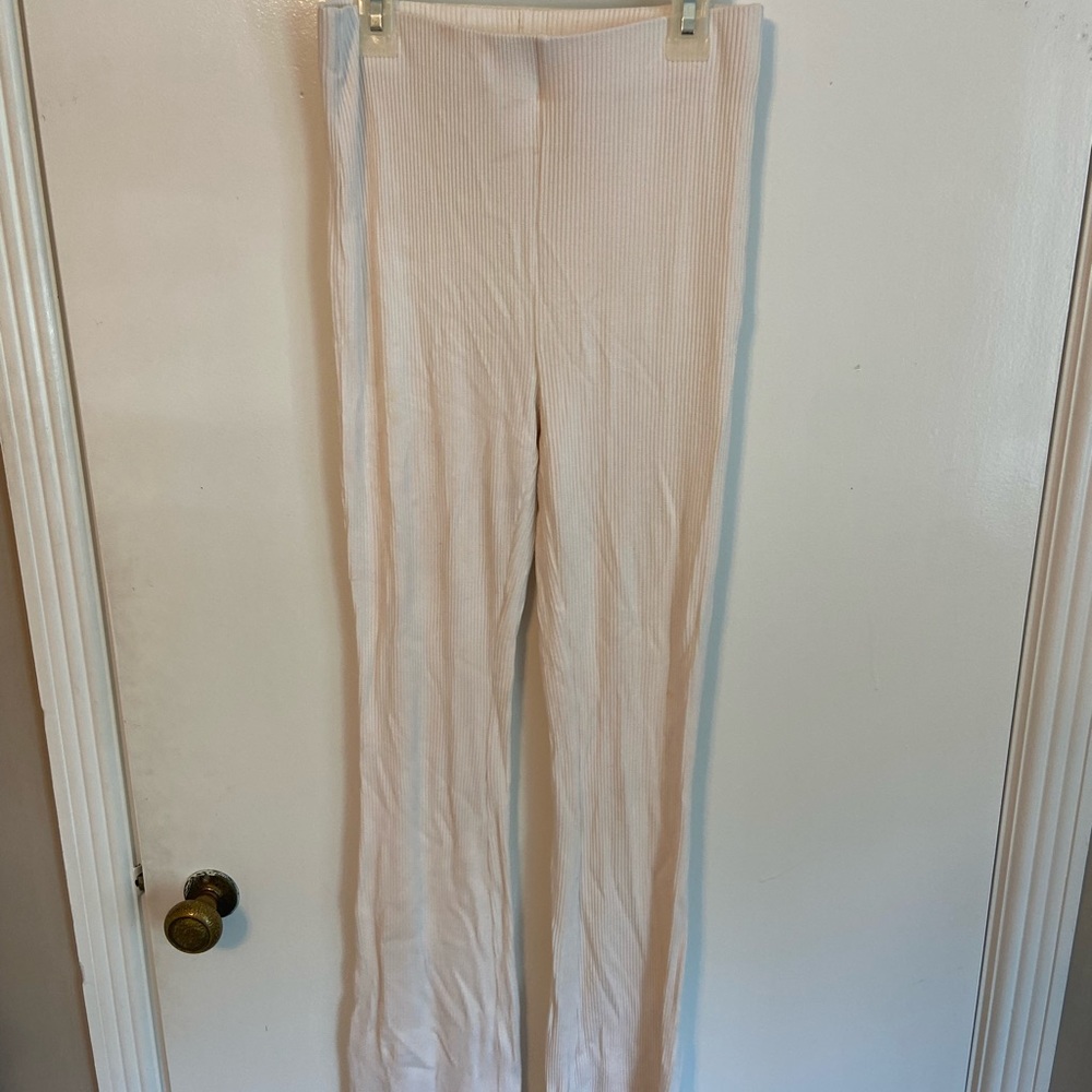 White stretch cotton pants